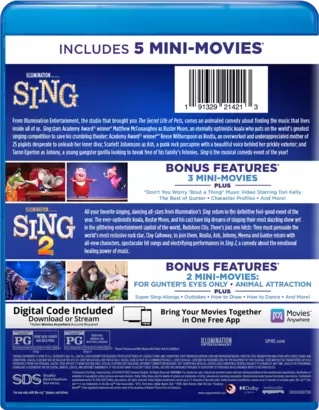 Sing 2-Movie Pack | Watch Page | DVD, Blu-ray, Digital HD, On Demand,  Trailers, Downloads | Universal Pictures Home Entertainment